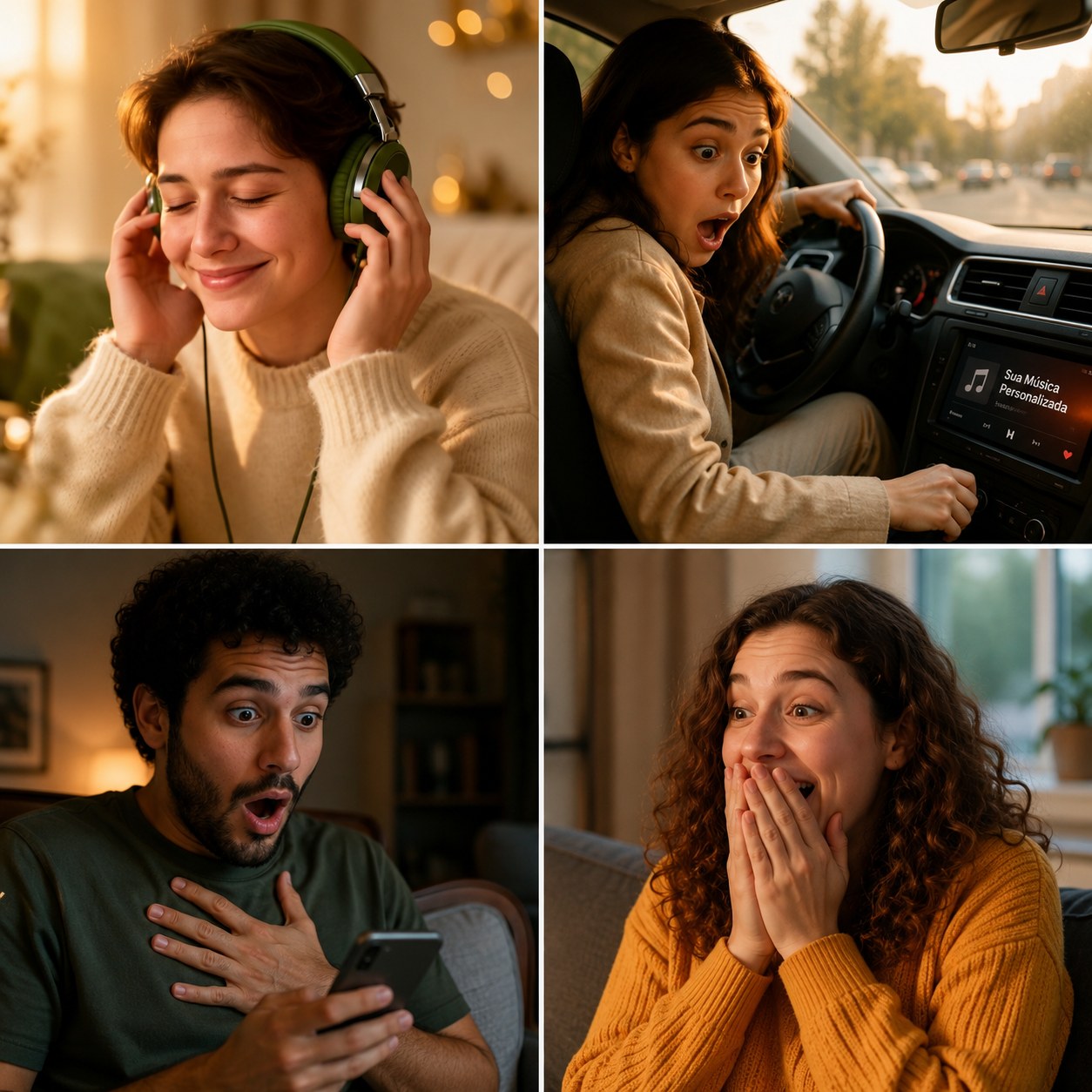 Pessoas emocionadas ao ouvir suas músicas personalizadas